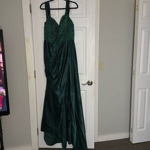 Emerald Green jeweled silk dress